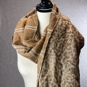 Vtg J. Crew reversible leopard plaid wrap 72x26" rectangle quiet luxury preppy